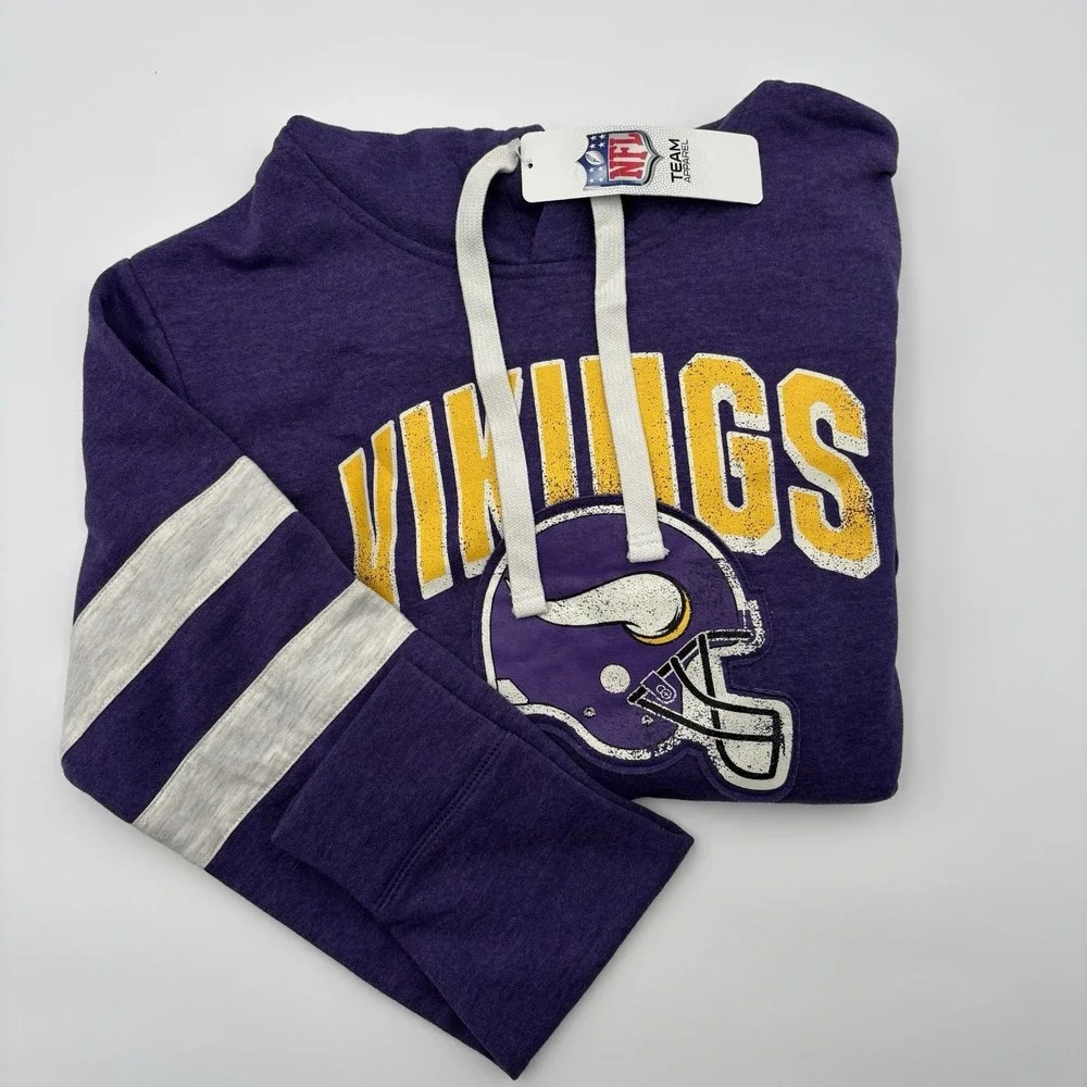 Minnesota Vikings Hoodie Mens Small NWT NFL Team Apparel Purple Pullover Logo